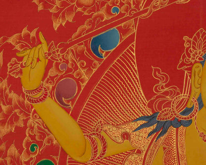 Manjushree Thangka | 24K Gold Style  Painting | Religious Wall Decors