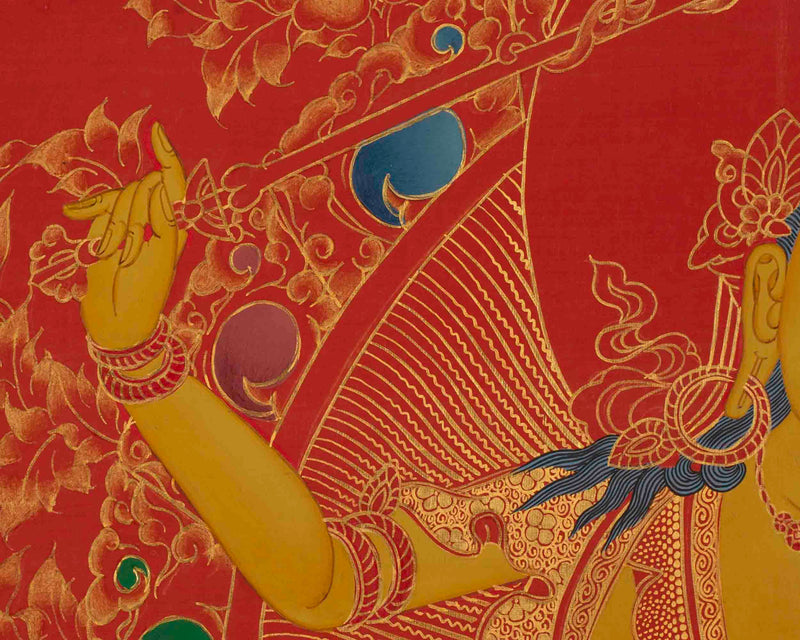 Manjushree Thangka | 24K Gold Style  Painting | Religious Wall Decors