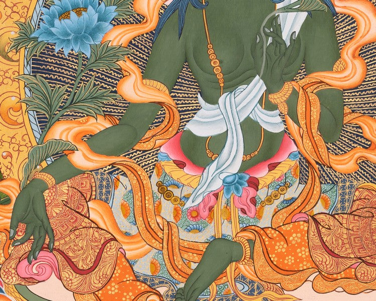 Buddhist Green Tara | Healing Female Deity Thangka