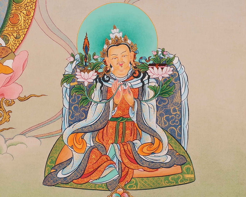 Buddha Guru Rinpoche Thangka Painting | Traditional Tibetan Buddhist Art