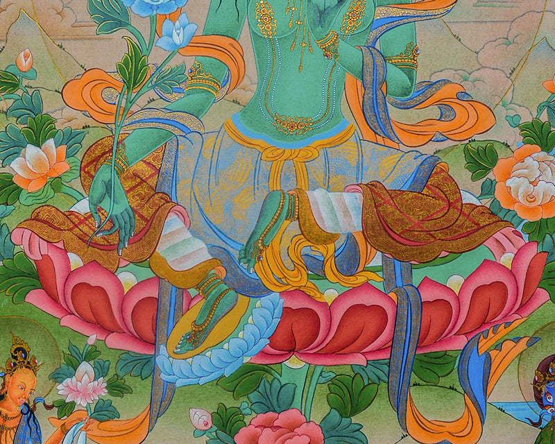 Mother Green Tara Thangka | The Compassionate Mother of Liberation | Traditional Artwork