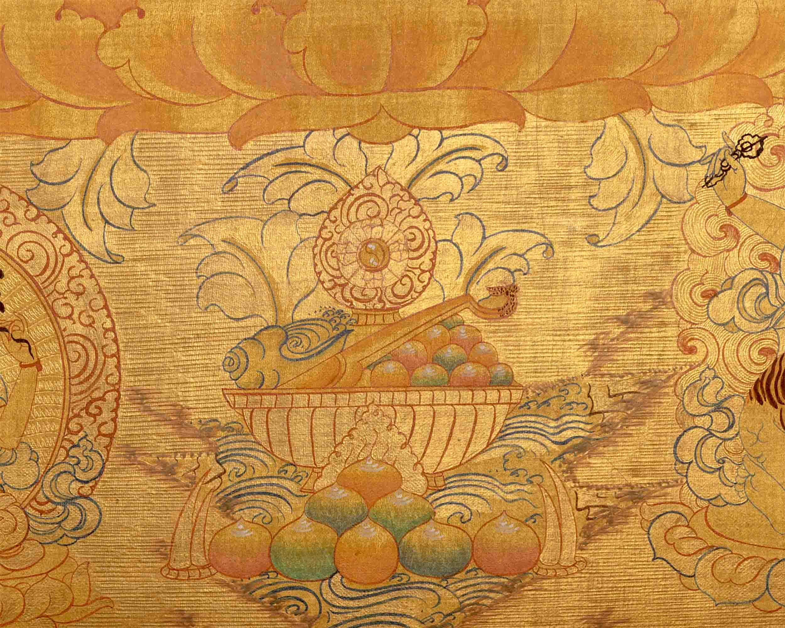 Gold Manjushree Thangka | Hand Painted Bodhisattva Art