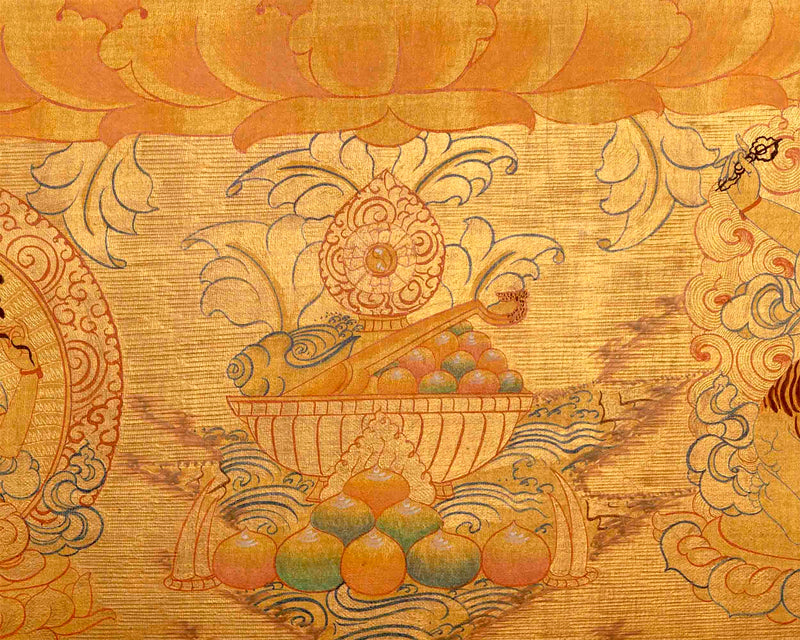 Gold Manjushree Thangka | Hand Painted Bodhisattva Art