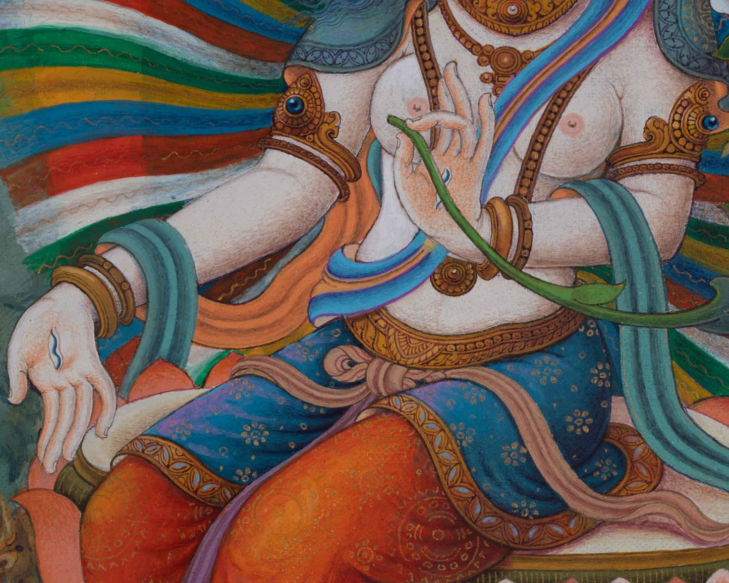 White Tara Goddess Buddhism Thangka Print For Prayers | The Female Buddha Art Canvas