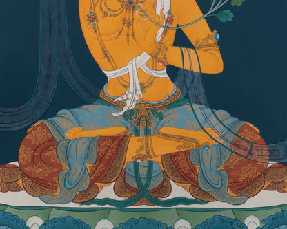 The Radiant Manjushri Thangka Print | The Bodhisattva of Wisdom Canvas Print | Buddhist Art |