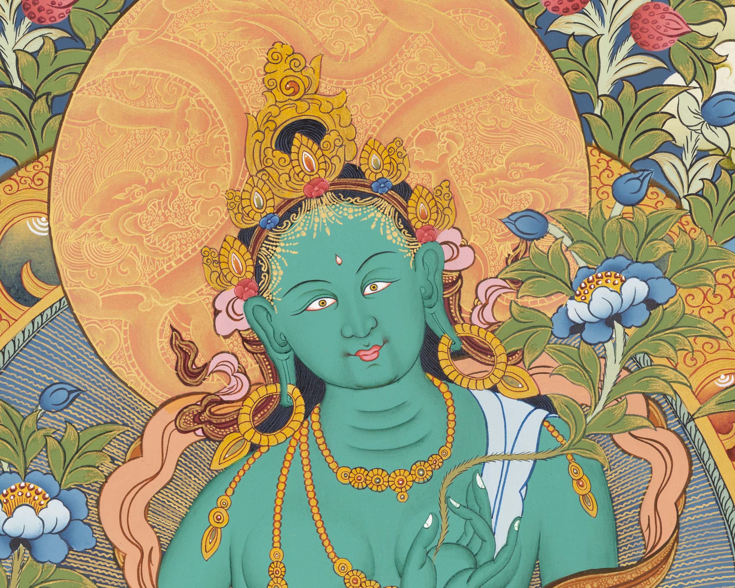 Goddess Green Tara Thangka | Spiritual Wall Art