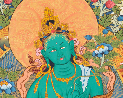 Goddess Green Tara Thangka | Spiritual Wall Art