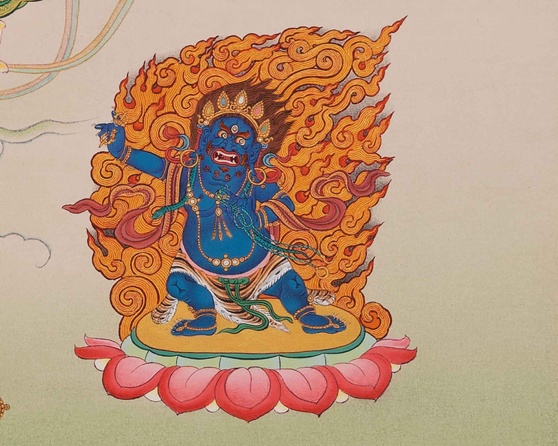 Traditional Chenrezig Empowerment Thangka | Chenrezig With Manjushri And Vajrapani Art