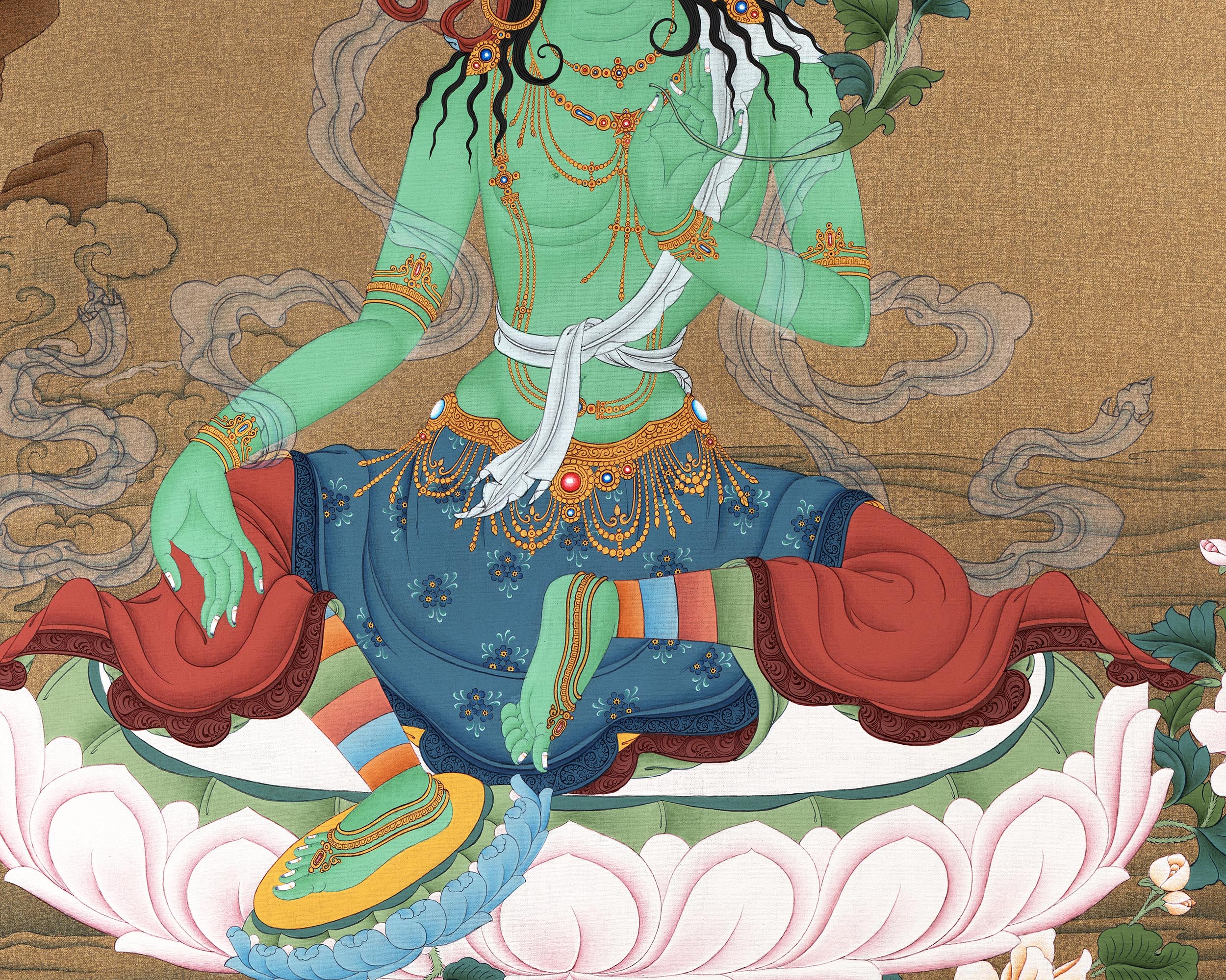 Green Tara Canvas Print | Buddhist Tara Print | High Quality Giclee
