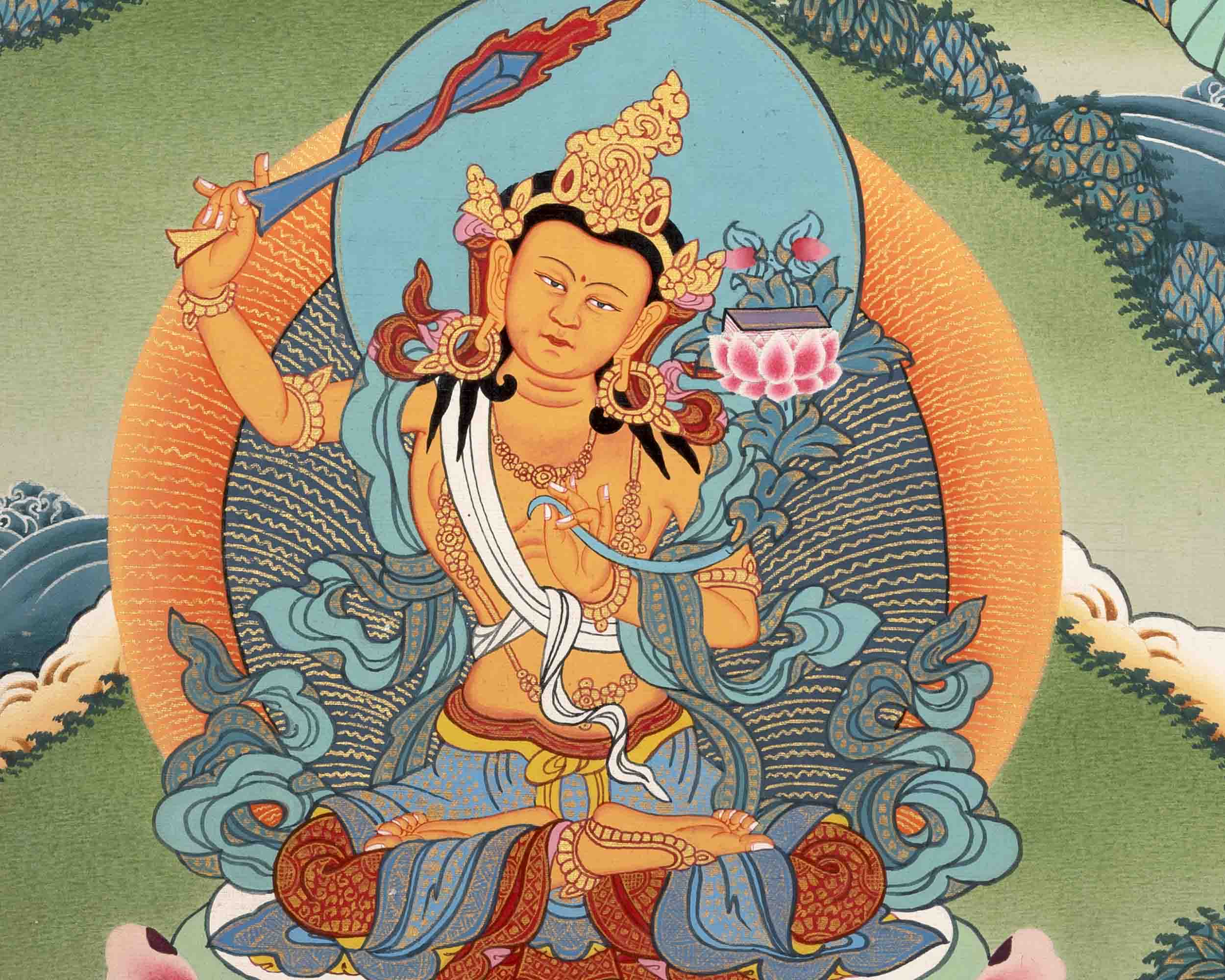 Hand-Painted White Thangka | Buddhist Tara Thangka