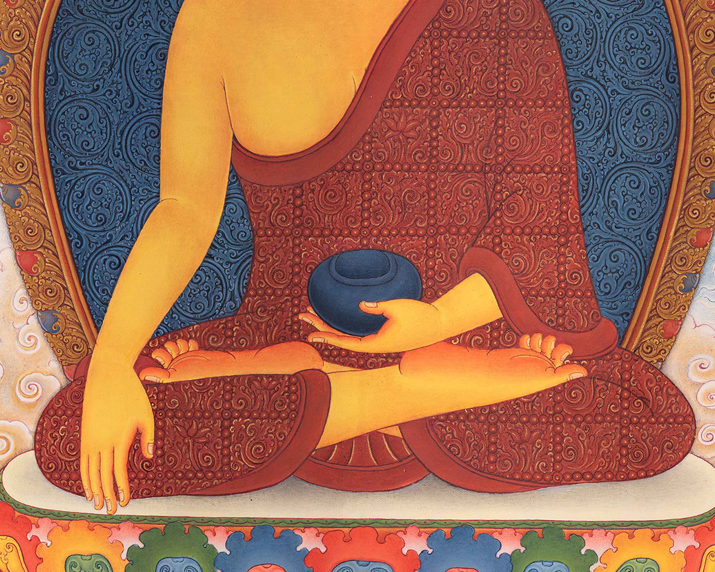 Traditional Buddha Shakyamuni Thangka Print | Peaceful Deity | Home Decor
