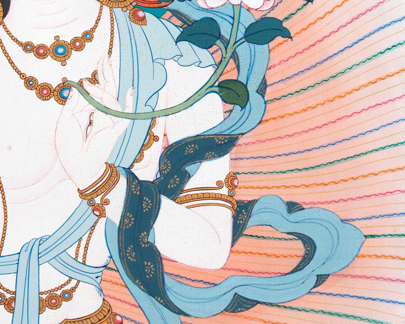 White Tara Thangka in Karma Gadri Tradition