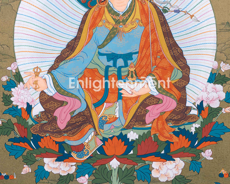 Hand Painted Guru Rinpoche Thangka | Lotus Born Master, Padmasambhava