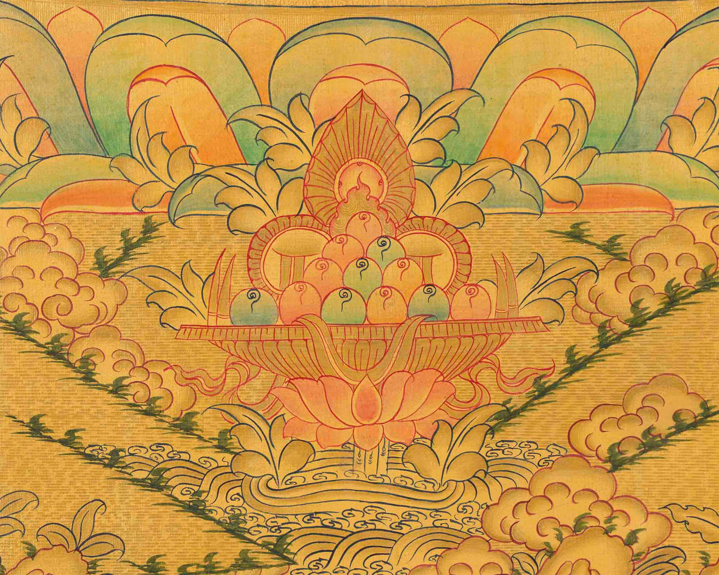 Gold Style Avalokitesvara Chengrezig | Bodhisattva Thangka | Wall Decors