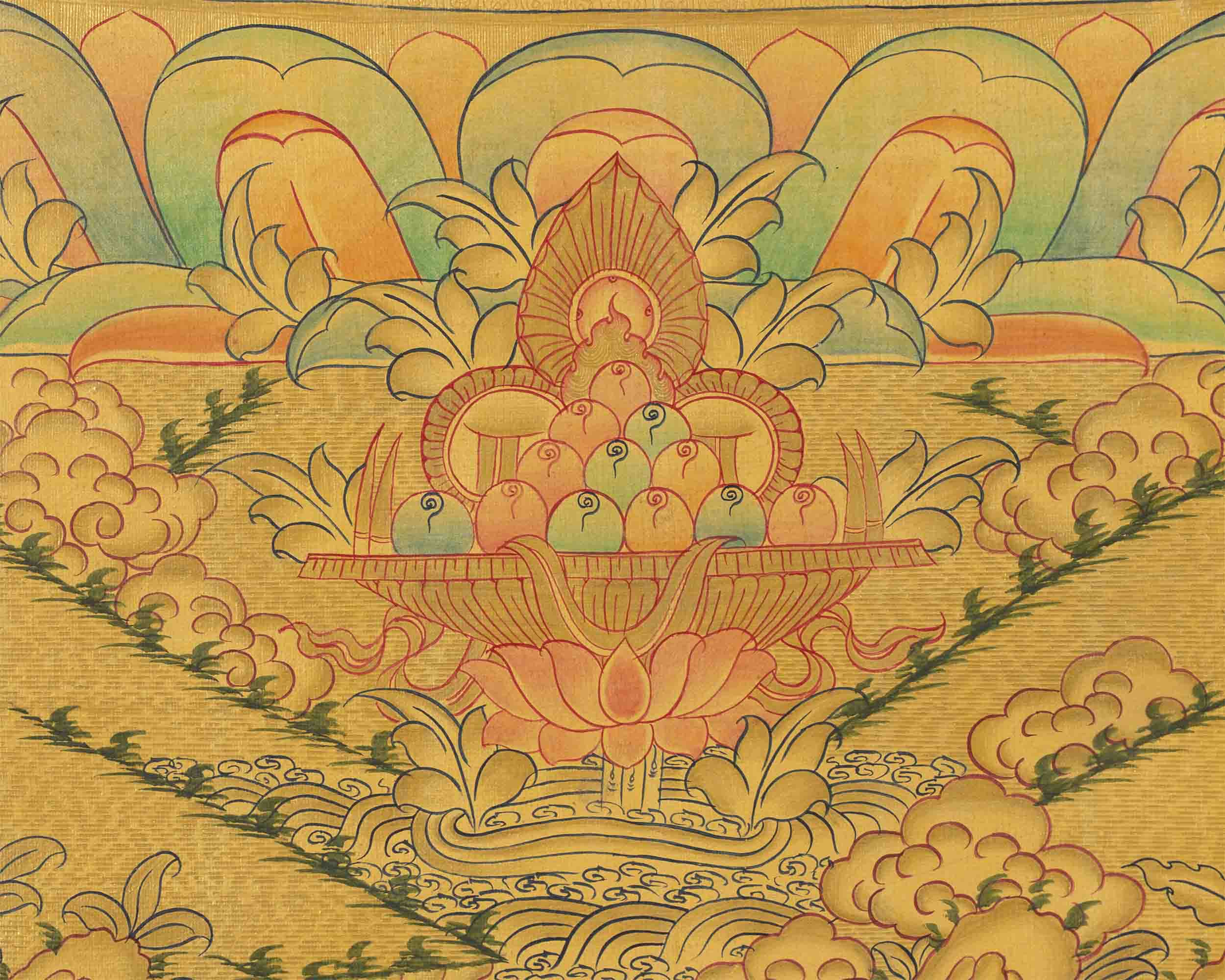 Gold Style Avalokitesvara Chengrezig | Bodhisattva Thangka | Wall Decors