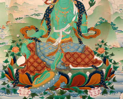 Green Tara Thangka Print | Digital Canvas Print