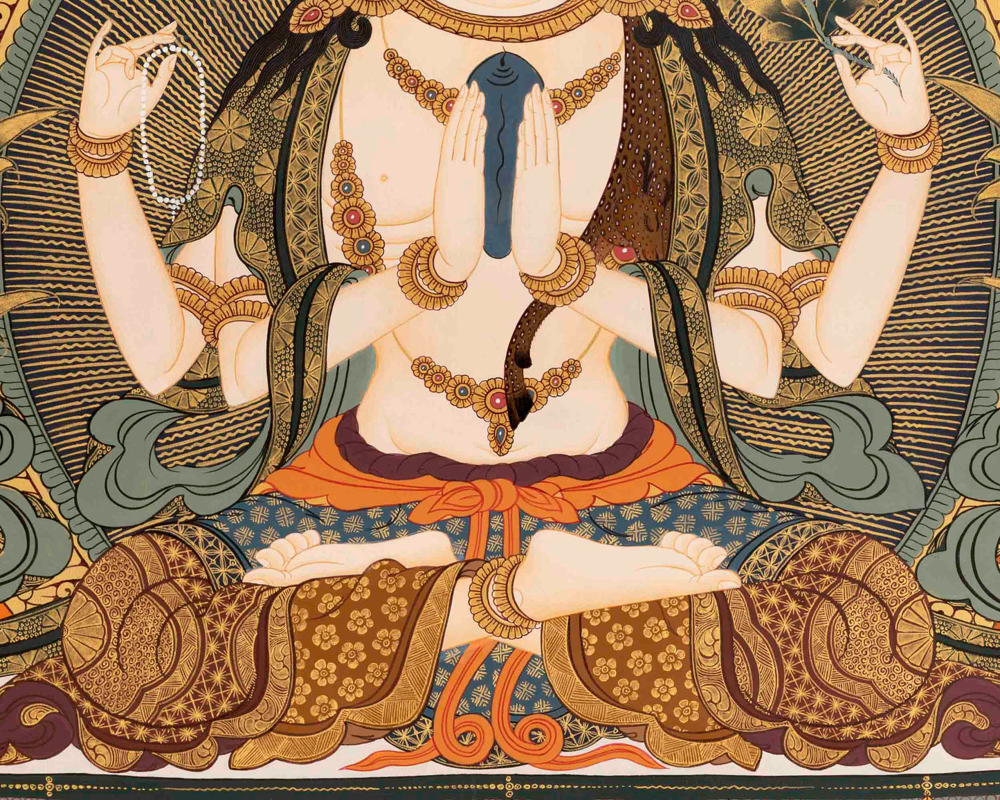 Avalokiteshvara Chengrezig Thangka | Yoga Meditation Canvas Art