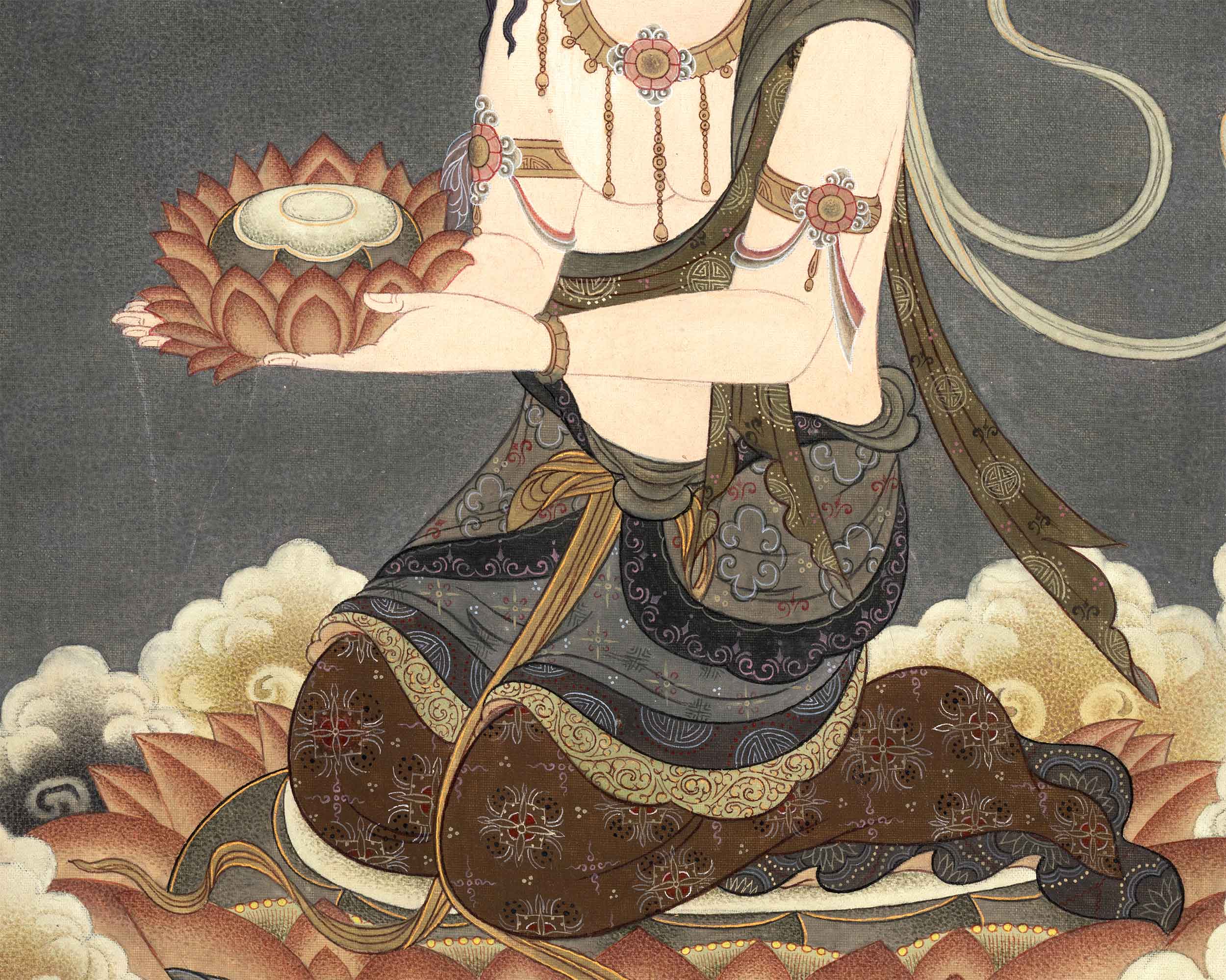 Bodhisattva Art in Japanese Style | Japanese Bodhisattva Thangka | Traditional Hand Painted Artwork