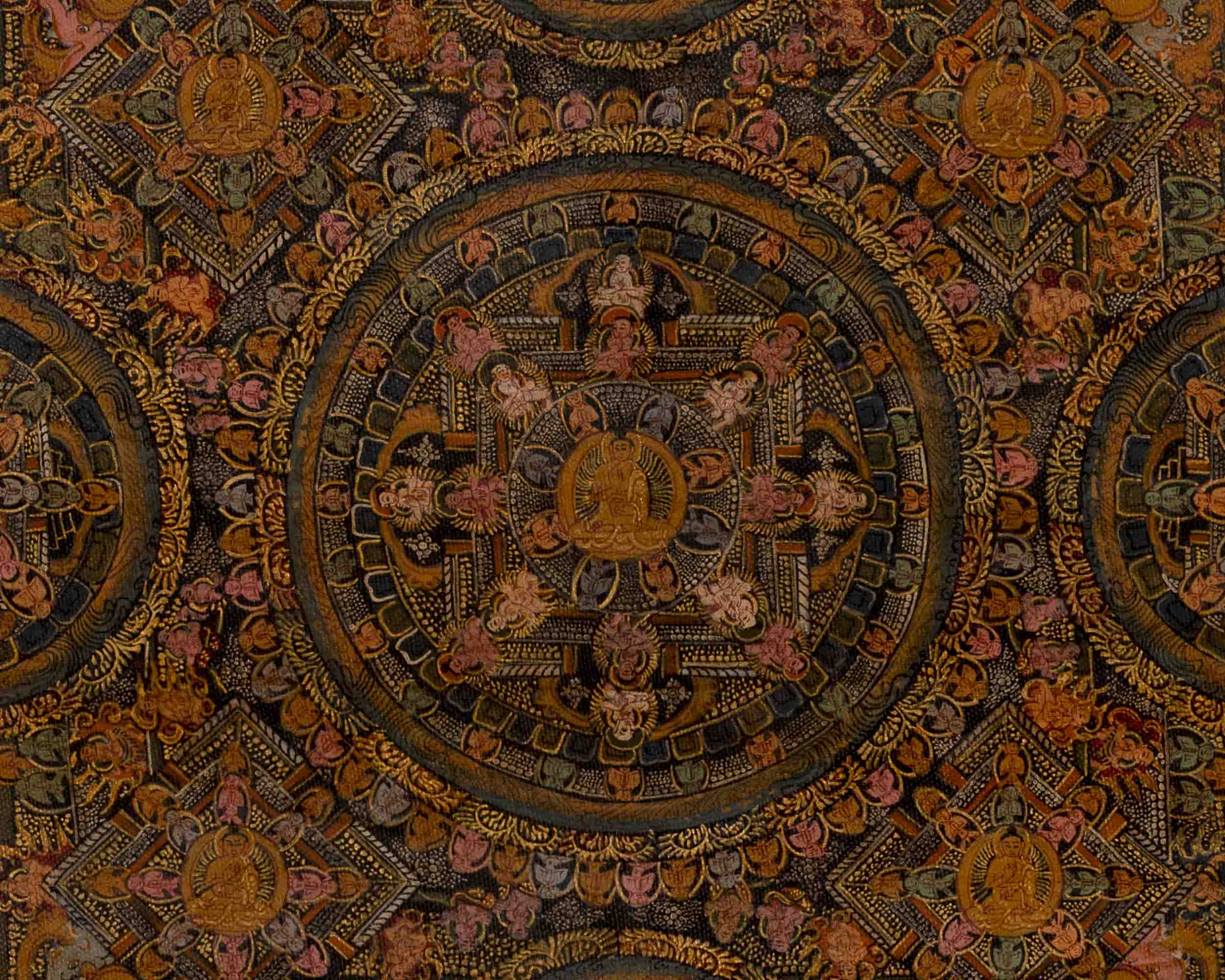 Pancha Buddha Mandala Thangka | Religious Buddhist Art | Wall Decors