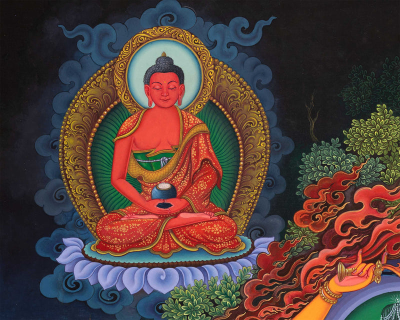 Manjushri Thangka Print | Tibetan Canvas Print | The Bodhisattva Of Wisdom