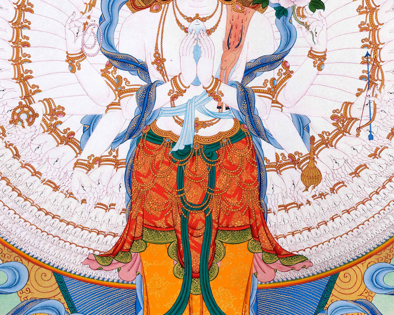 1000 Armed Chenrezig Thangka | Auspicious Buddhist Meditational Deity