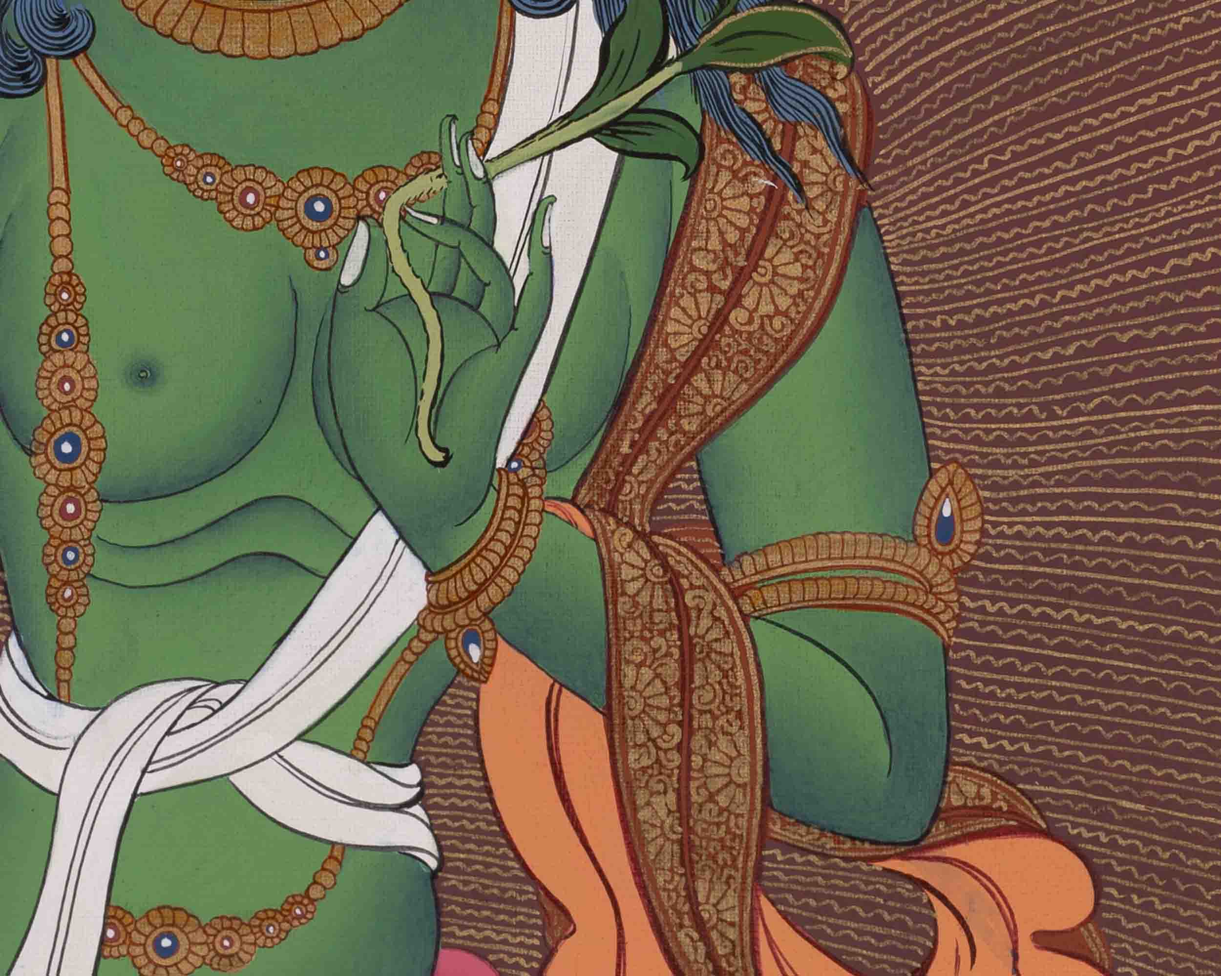 Green Tara | Traditional Buddhist Thangka | Wall Decors