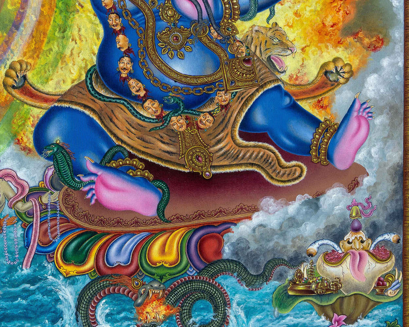 Tibetan Buddhism Vajrapani Thangka Print | Spiritual Room Decor