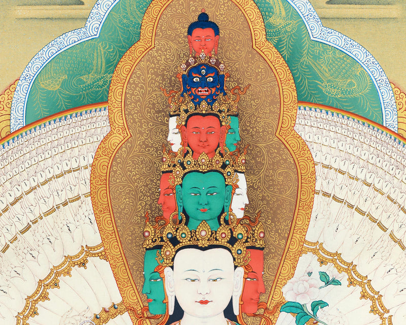 1000 Armed Chenrezig | Avalokiteshvara Thangka Print | Canvas Print