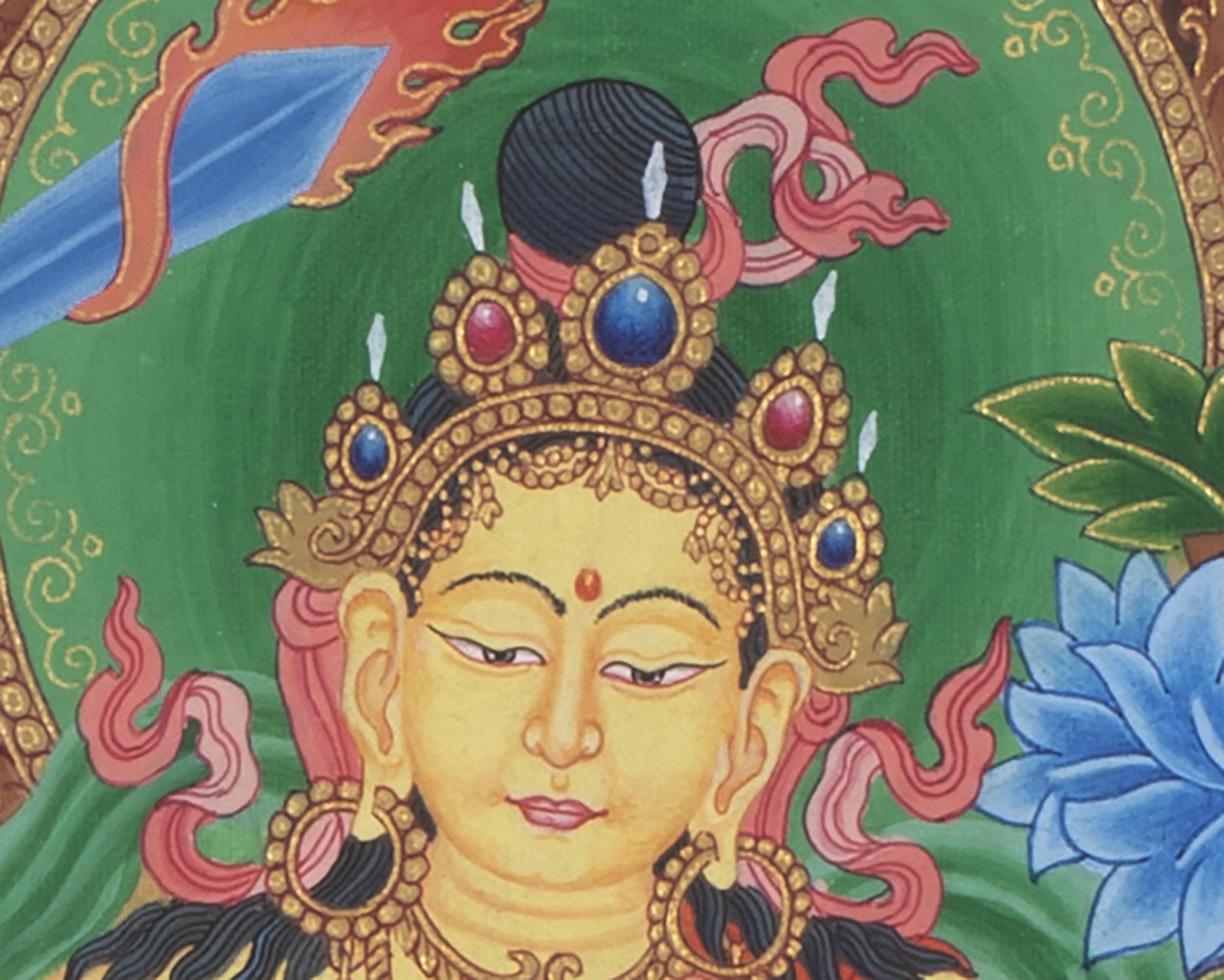 Manjushree Thangka Print | Wall Hanging Decors | Buddhist Artwork