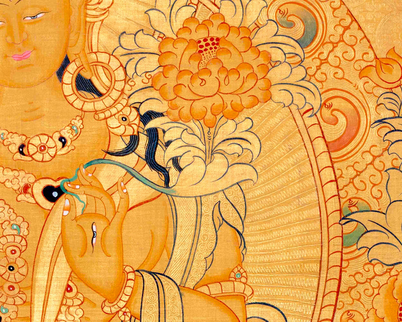 Hand-Painted White Tara Thangka | Wall Hanging Decor