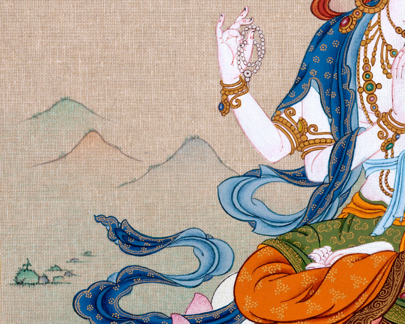 Avalokiteshvara | Chenrezig Buddha Hand-Painted Thangka