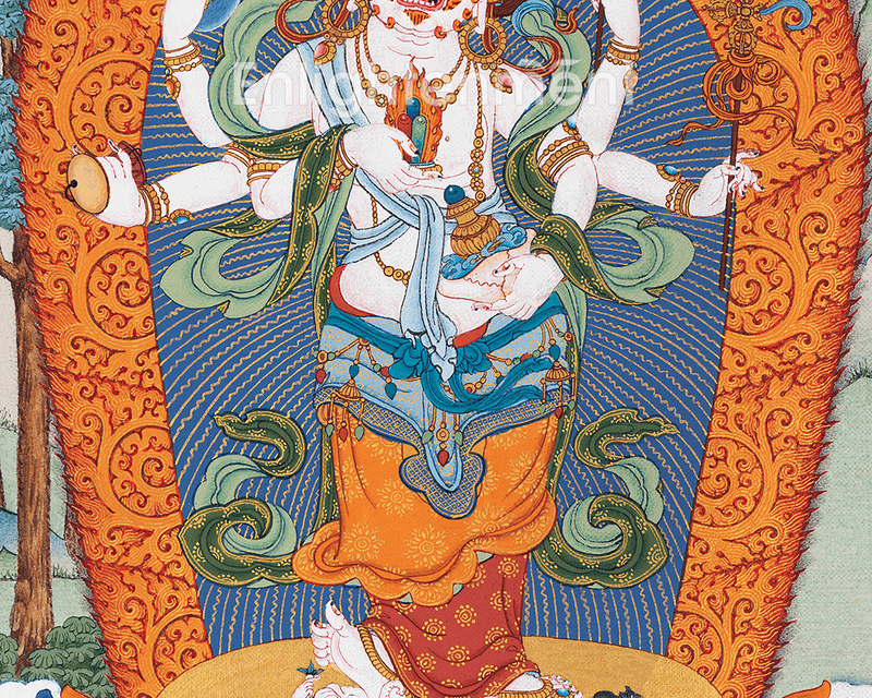 White Mahakala Thangka | The Fierce and Protective Deity of Tibet | Tibetan Buddhist Deity