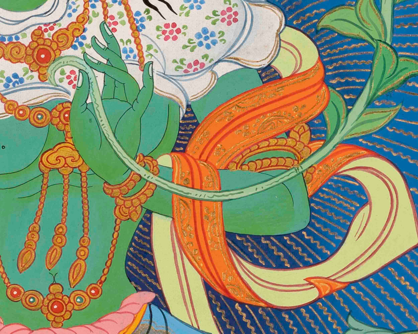 Healing Female Deity | Green Tara Thangka | Wall Decors