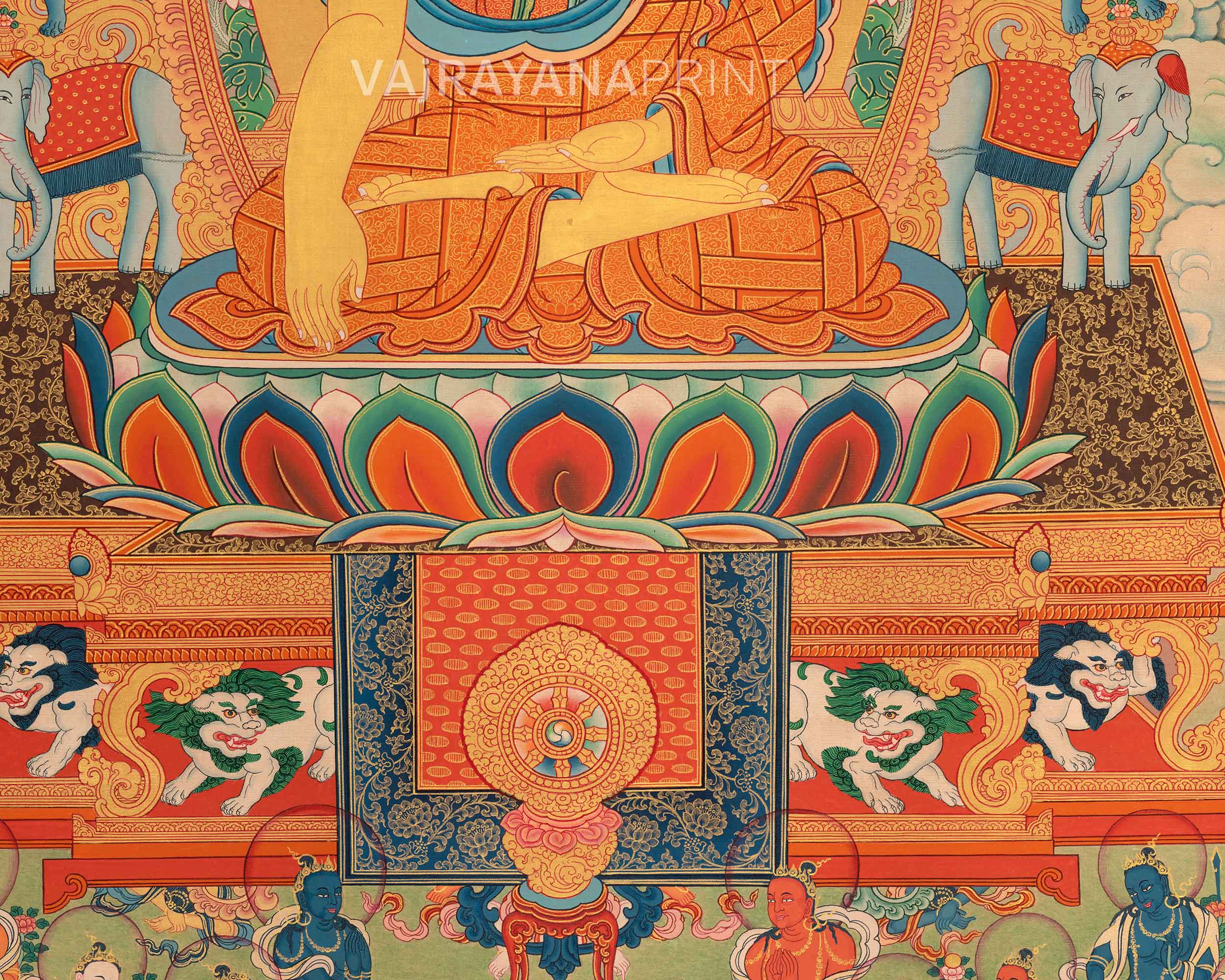 Buddha Shakyamuni Thangka Print | Print for Divine Blessings in the Journey to Enlightenment