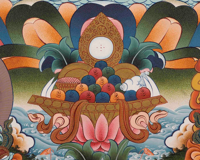 Handpainted Avalokiteshvara Chengrezig  | Yoga Meditation Canvas Art