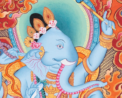 Handpainted Ganesh Thangka | Tibetan Religious Art