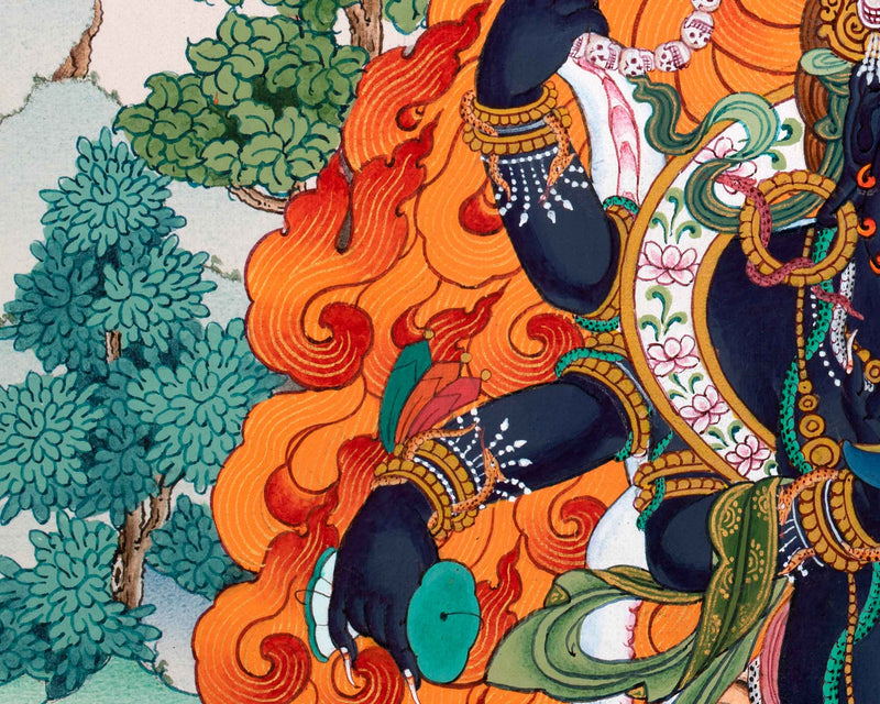 6 Armed Mahakala Buddha Thangka | Hand-Painted Tibetan Art