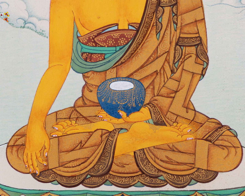 Hand-Painted Shakyamuni Buddha Mantra Practice Thangka | Historical Buddha Himalayan Artwork