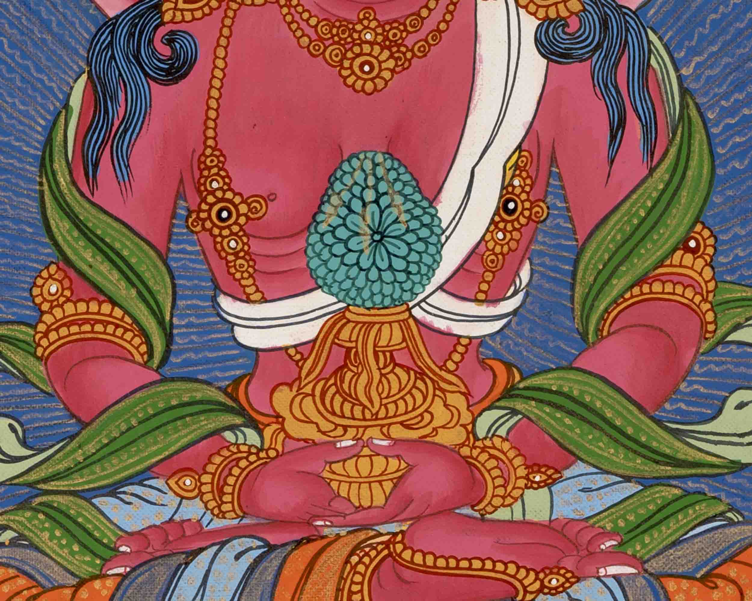 Amitayus Buddha Thangka | Traditional Buddhist Painting | Wall Decors