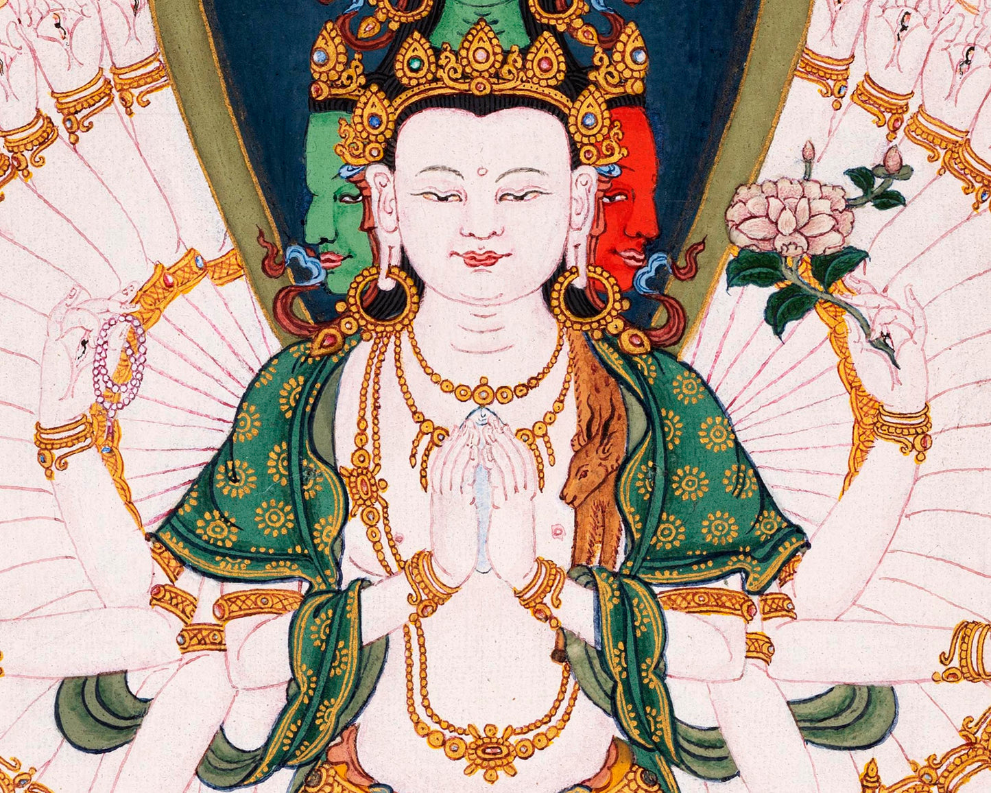 1000 Armed Avalokiteshvara, Tibetan Hand painted Small Thangka