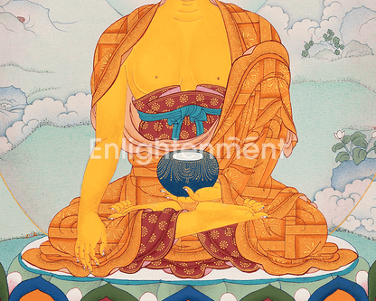 Hand-painted Buddha Shakyamuni Thangka | Karma Gardi Style Artwork on Canvas