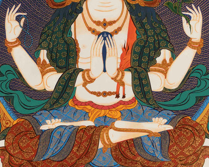 Bodhisattva Avalokitesvara Thangka | Handpainted Religious Painting