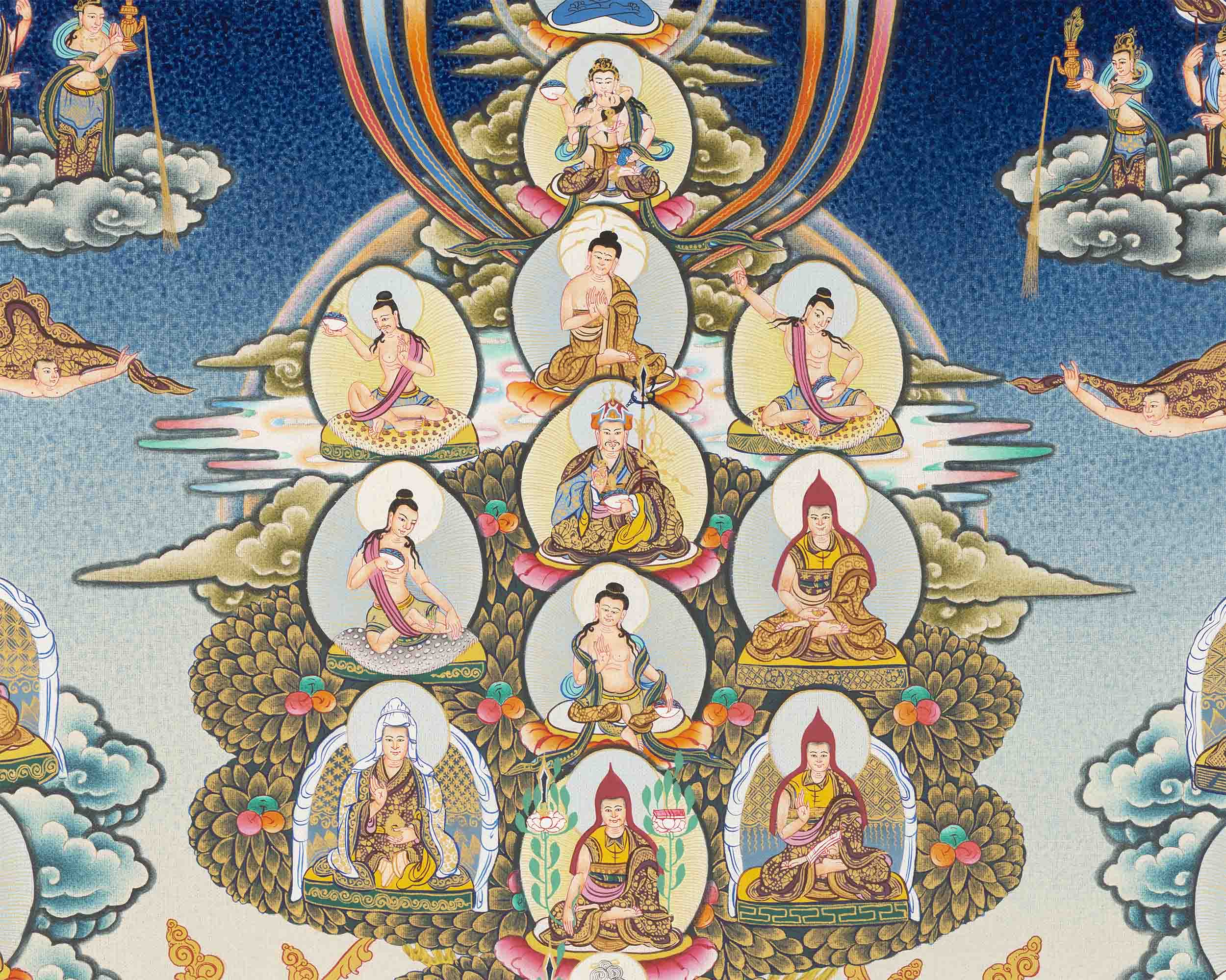 Guru Rinpoche Lineage Tree | Thangka Print | Digital Wall Decors