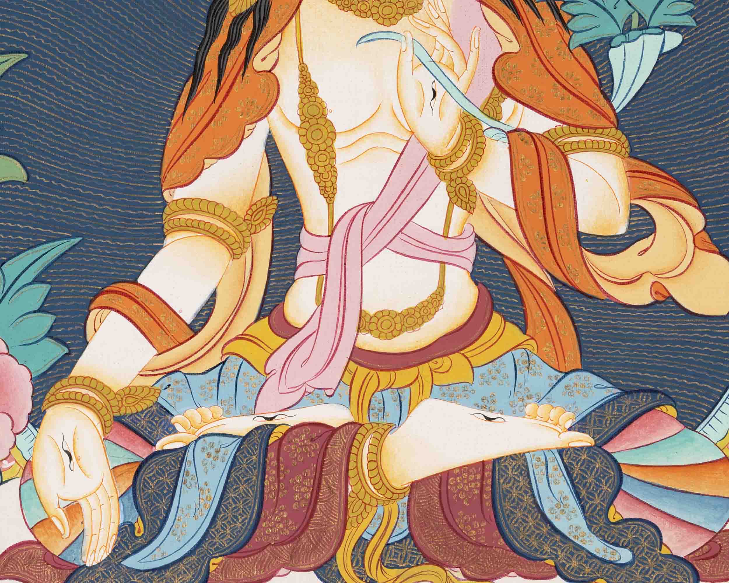 White Tara | Female Bodhisattva Thangka | Religious Buddhist Paint