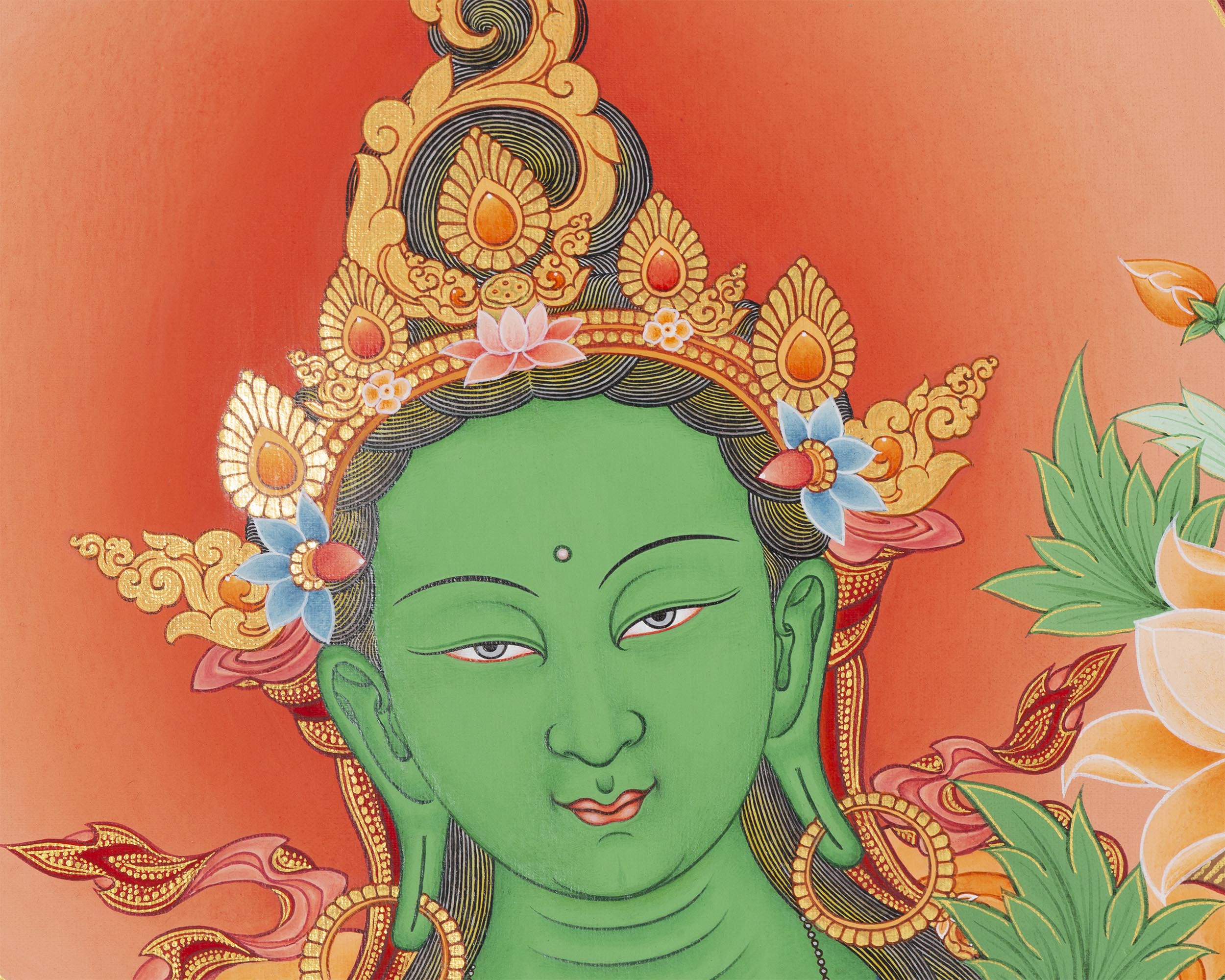 Green Tara Thangka Digital Prints | Tibetan Thangka Prints