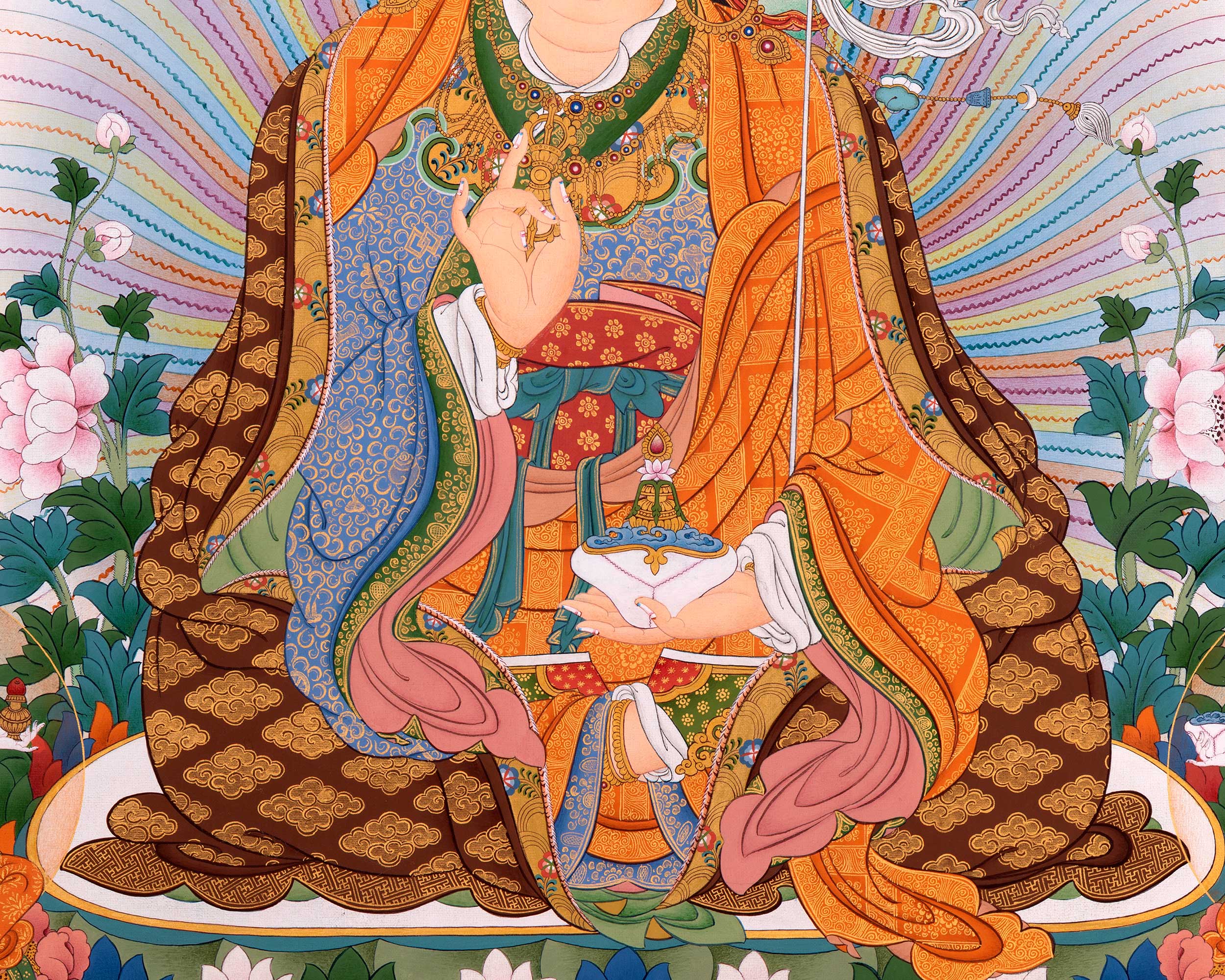 Guru Padmasambhava Manifestation Thangka | Tibetan Thangka Canvas Print