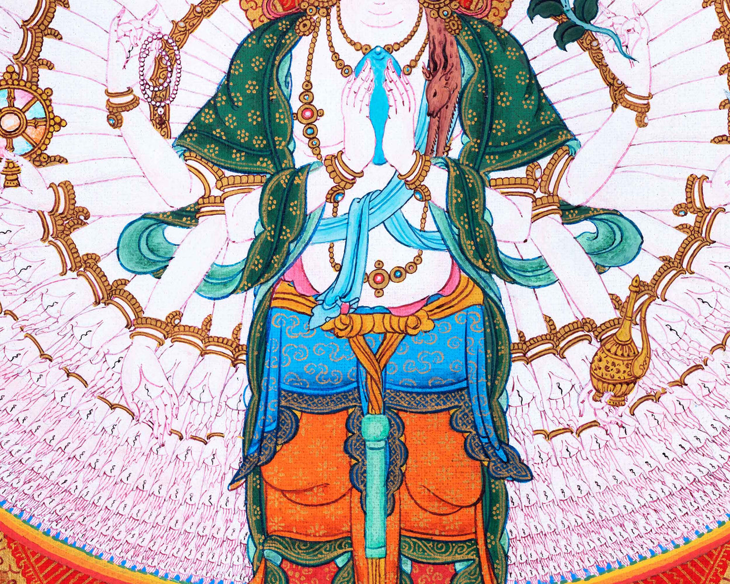 Himalayan Tibetan Thangka For 1000 Arm Chenrezig Sadhana Practice | Traditional Tibetan Bodhisattva Art