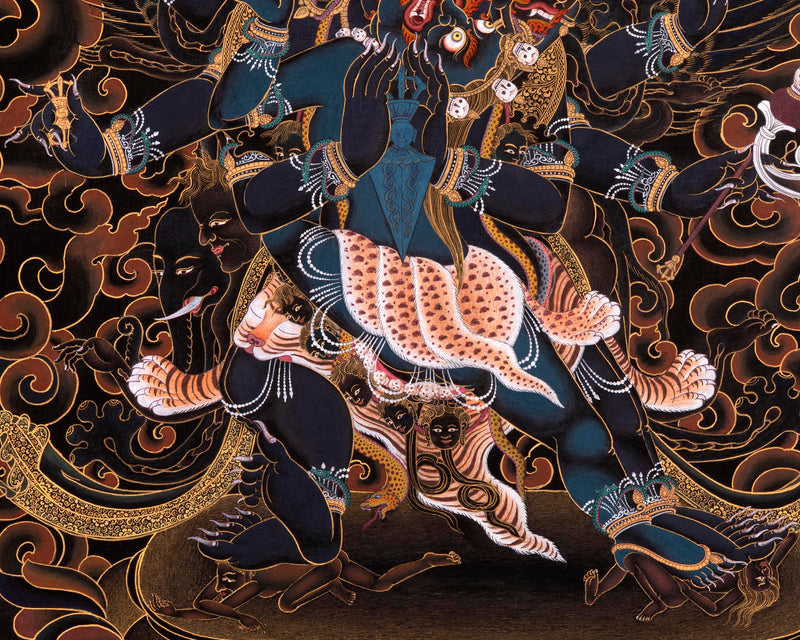 Vajrakilaya Painting, Tibetan Thangka with 24K Gold