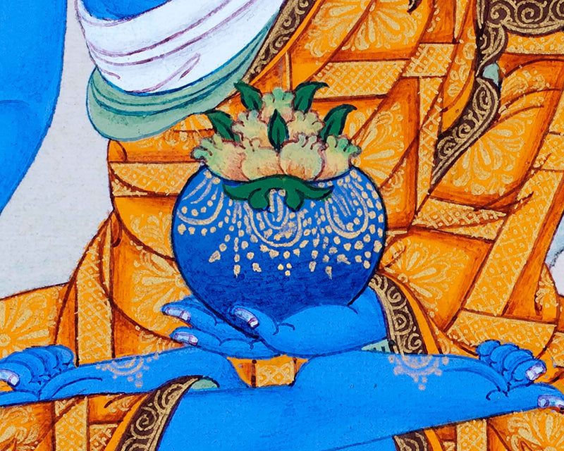 Medicine Buddha, The lapis Lazuli Healing Buddha Thangka Painting