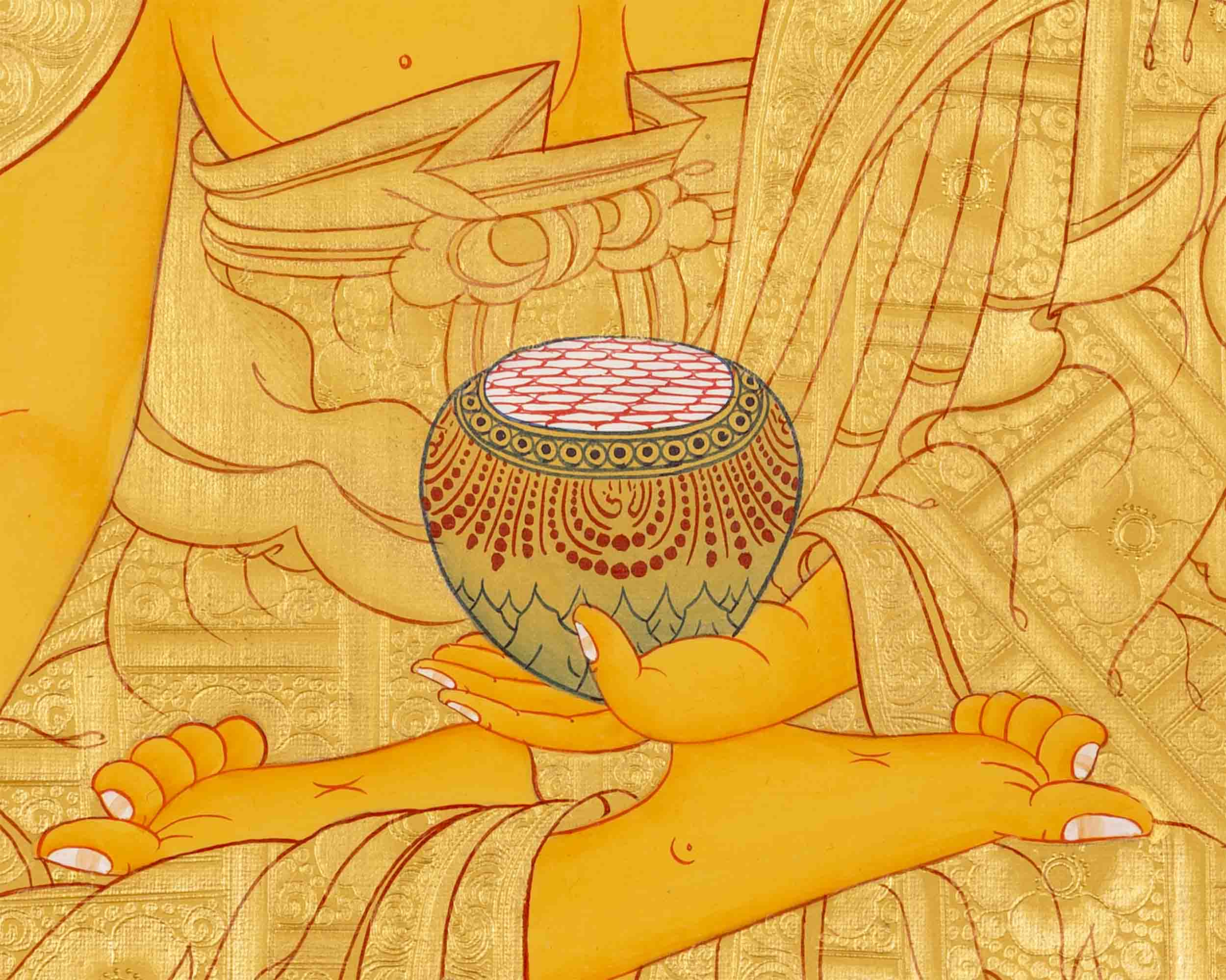 Full Gold Style Shakyamuni Buddha Thangka | Tibetan Buddhist Art